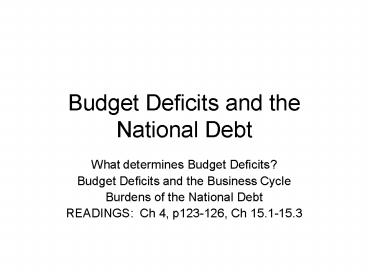 Budget Deficits and the National Debt