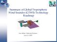 Summary of Global Tropospheric Wind Sounder GTWS Technology Roadmap PowerPoint PPT Presentation