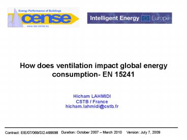 How does ventilation impact global energy consumption- EN 15241