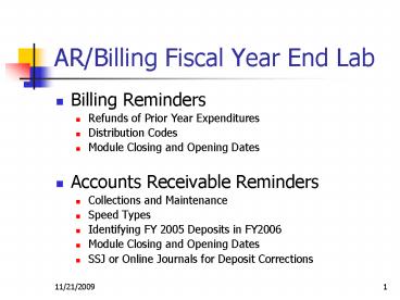 ARBilling Fiscal Year End Lab