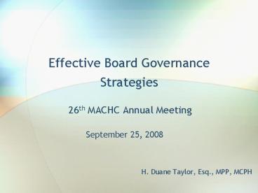 H' Duane Taylor, Esq', MPP, MCPH