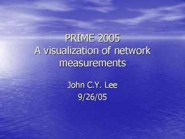 PRIME 2005 A visualization of network measurements