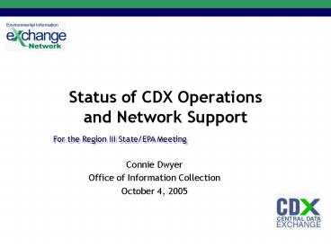 Status of CDX Operations and Network Support