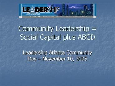 Community Leadership Social Capital plus ABCD