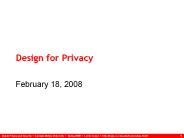 Design for Privacy