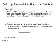 Defining Probabilities: Random Variables