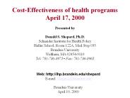 CostEffectiveness of health programs April 17, 2000