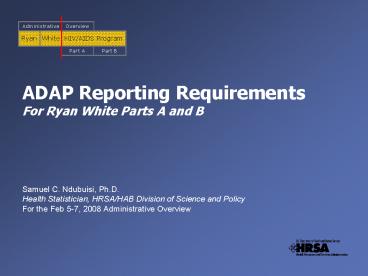 ADAP Reporting Requirements For Ryan White Parts A and B