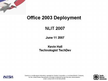 Office 2003 Deployment