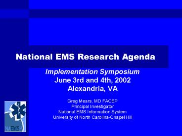 National EMS Research Agenda