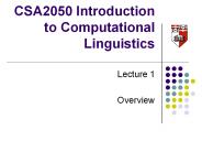 CSA2050 Introduction to Computational Linguistics