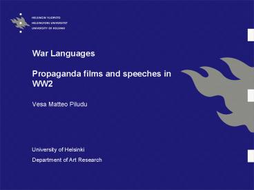 War Languages Propaganda films and speeches in WW2