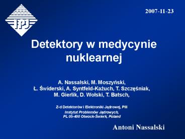 Detektory w medycynie nuklearnej