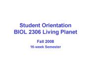 Student Orientation BIOL 2306 Living Planet