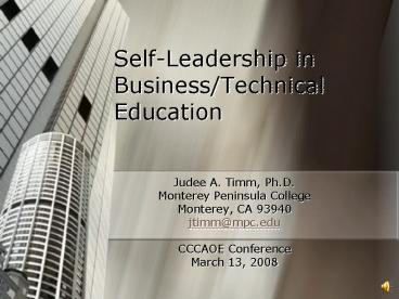 SelfLeadership in BusinessTechnical Education