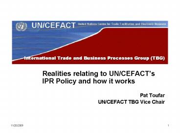 International Trade and Business Processes Group TBG