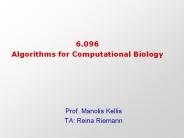 6.096 Algorithms for Computational Biology
