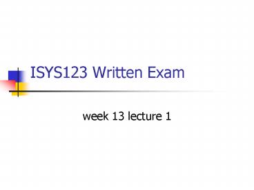 ISYS123 Written Exam