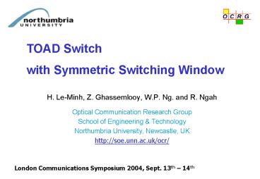 H' LeMinh, Z' Ghassemlooy, W'P' Ng' and R' Ngah