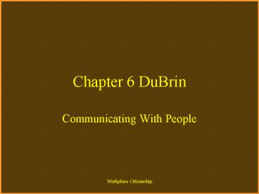 Chapter 6 DuBrin