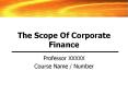 The Scope Of Corporate Finance PowerPoint PPT Presentation