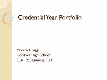 Credential Year Portfolio