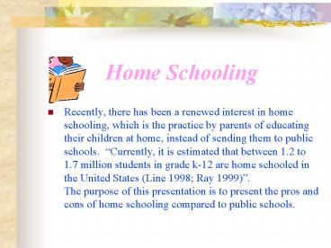 Home Schooling