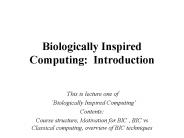 Biologically Inspired Computing: Introduction