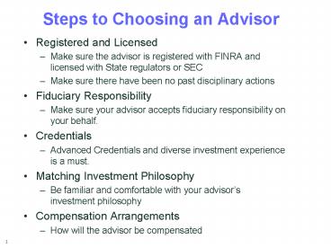 Steps to Choosing an Advisor