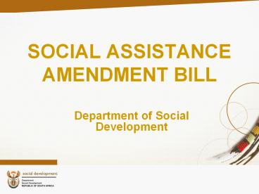 SOCIAL ASSISTANCE AMENDMENT BILL