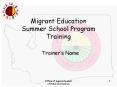 Migrant Education Summer School Program Training PowerPoint PPT Presentation