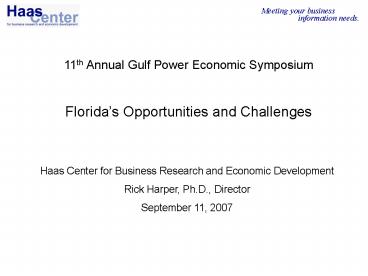 Haas Center for Business Research and Economic Development