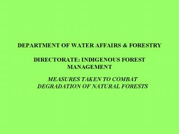 DEPARTMENT OF WATER AFFAIRS