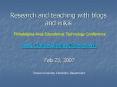 Research and teaching with blogs and wikis PowerPoint PPT Presentation