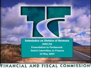 Part A Recommendations on the Division of Revenue