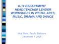 K-12 DEPARTMENT HEAD/TEACHER LEADER WORKSHOPS IN VISUAL ARTS, MUSIC, DRAMA AND DANCE PowerPoint PPT Presentation