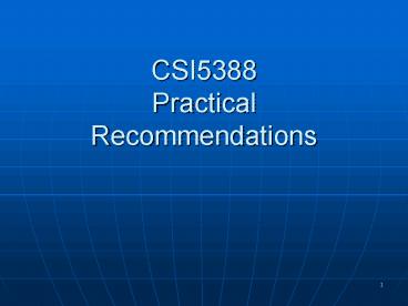 CSI5388 Practical Recommendations