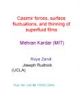Casimir forces, surface fluctuations, and thinning of superfluid films Mehran Kardar MIT PowerPoint PPT Presentation