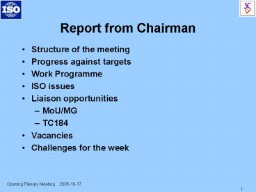 Report from Chairman