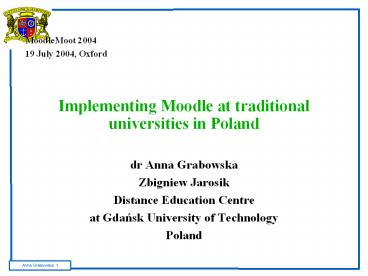 Implementing Moodle at traditional universities in Poland