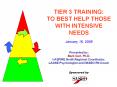 TIER 3 TRAINING: TO BEST HELP THOSE WITH INTENSIVE NEEDS  January 16, 2008  Presented by: Barb Curl, Ph.D. I-ASPIRE North Regional Coordinator, LADSE Psychologist and NSSEO RtI Coach PowerPoint PPT Presentation