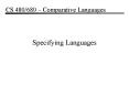 Specifying Languages PowerPoint PPT Presentation