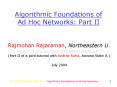 Algorithmic Foundations of Ad Hoc Networks: Part II PowerPoint PPT Presentation