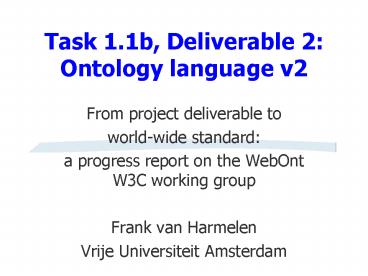 Task 1'1b, Deliverable 2: Ontology language v2