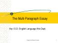 The Multi-Paragraph Essay PowerPoint PPT Presentation