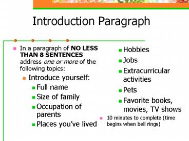Introduction Paragraph