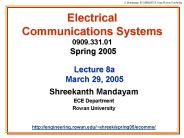 Electrical Communications Systems 0909'331'01 Spring 2005