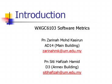 WXGC6103 Software Metrics