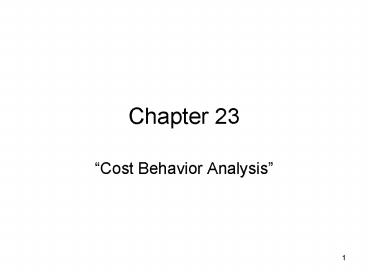 Cost Behavior Analysis
