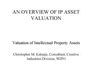 AN OVERVIEW OF IP ASSET VALUATION